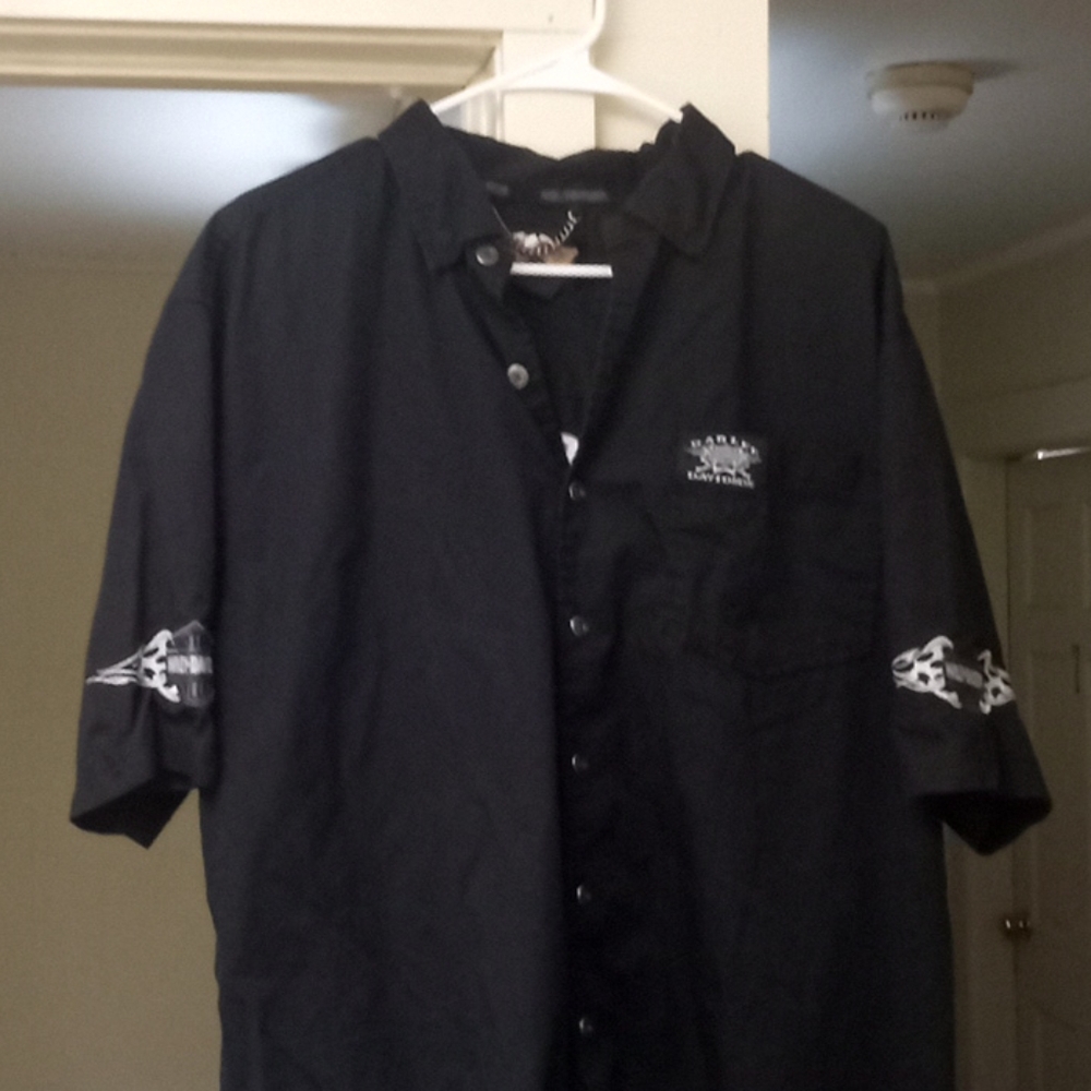 Harley Davidson black short sleeve button up